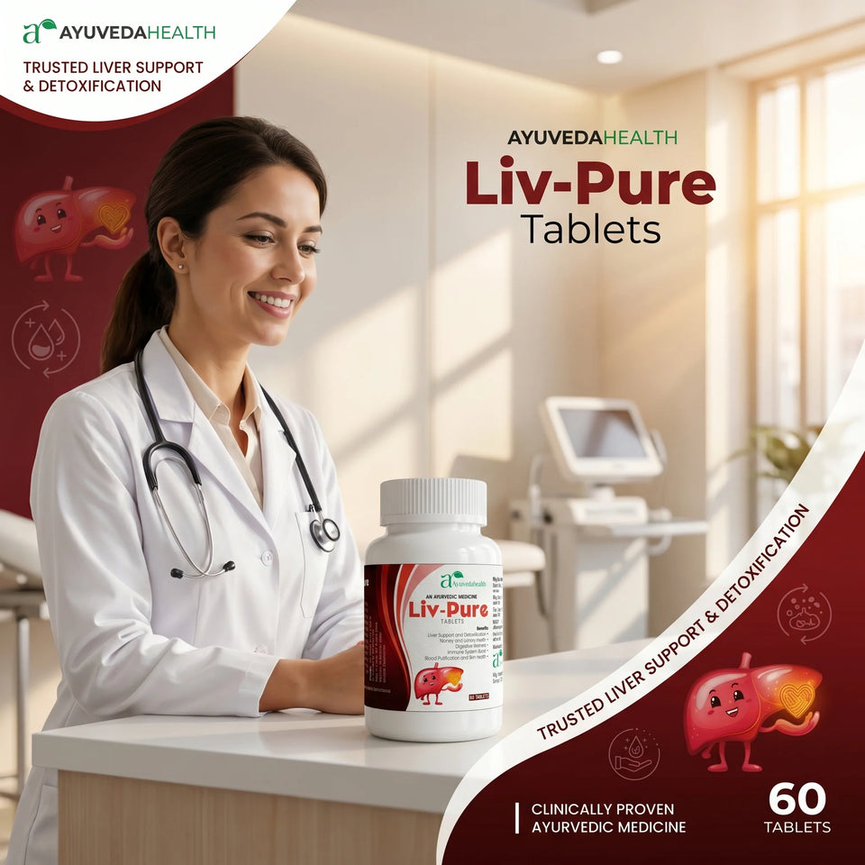 Ayurveda Health Liv-Pure Tablets | Ayurvedic Herbal Wellness Supplement with Giloy, Kalmegh & Bhringraj | 60 Tablets