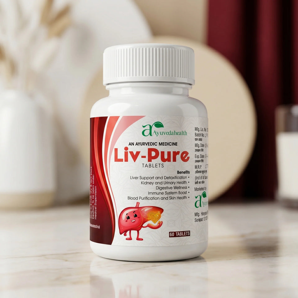 Ayurveda Health Liv-Pure Tablets | Ayurvedic Herbal Wellness Supplement with Giloy, Kalmegh & Bhringraj | 60 Tablets