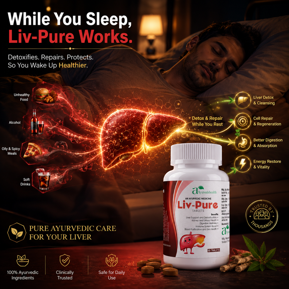 Ayurveda Health Liv-Pure Tablets | Ayurvedic Herbal Wellness Supplement with Giloy, Kalmegh & Bhringraj | 60 Tablets