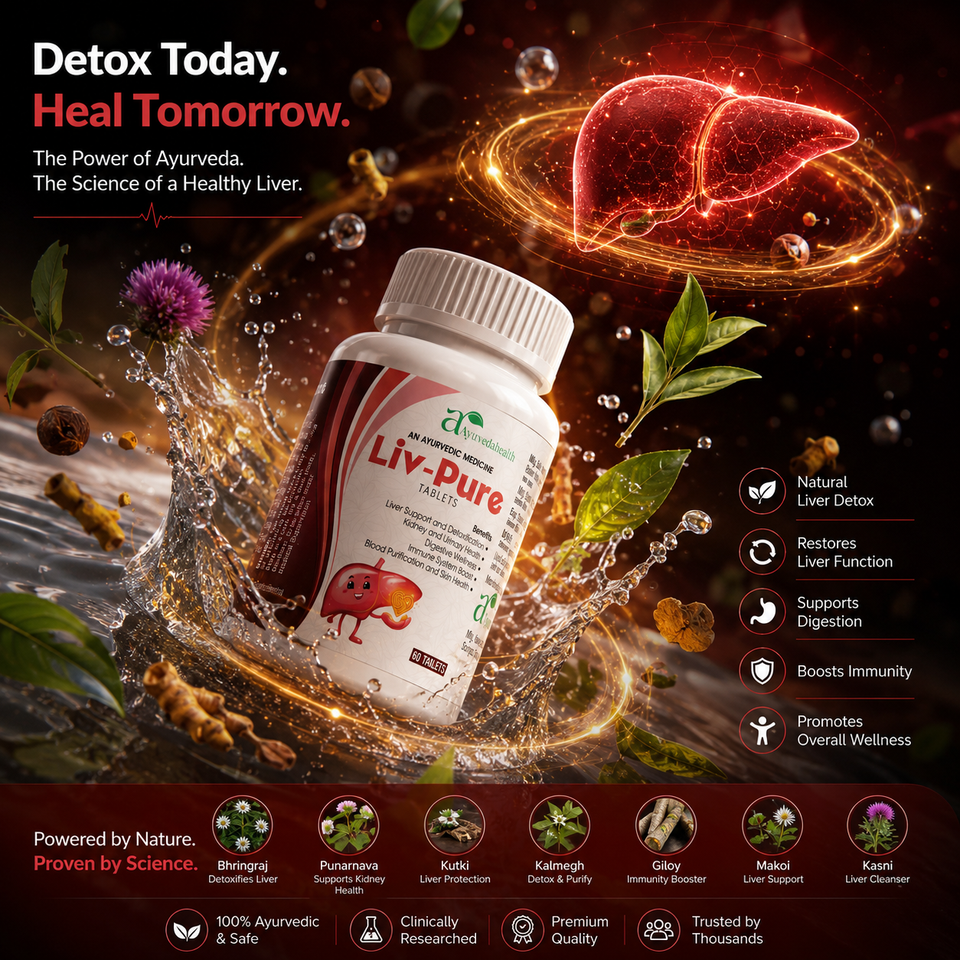Ayurveda Health Liv-Pure Tablets | Ayurvedic Herbal Wellness Supplement with Giloy, Kalmegh & Bhringraj | 60 Tablets