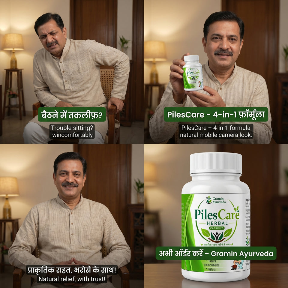 Gramin Ayurveda PilesCare Herbal Capsules – Ayurvedic Relief for Piles, Fissure, Fistula & Bleeding | Natural Digestive & Rectal Support Formula
