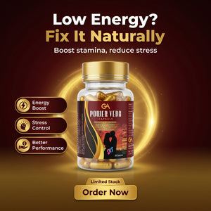 Gramin Ayurveda Power Veda Capsules – Ayurvedic Energy Booster for Men | Supports Stamina, Stress Relief & Performance | Natural Vitality Supplement (30 Capsules)