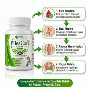 Gramin Ayurveda PilesCare Herbal Capsules – Ayurvedic Relief for Piles, Fissure, Fistula & Bleeding | Natural Digestive & Rectal Support Formula
