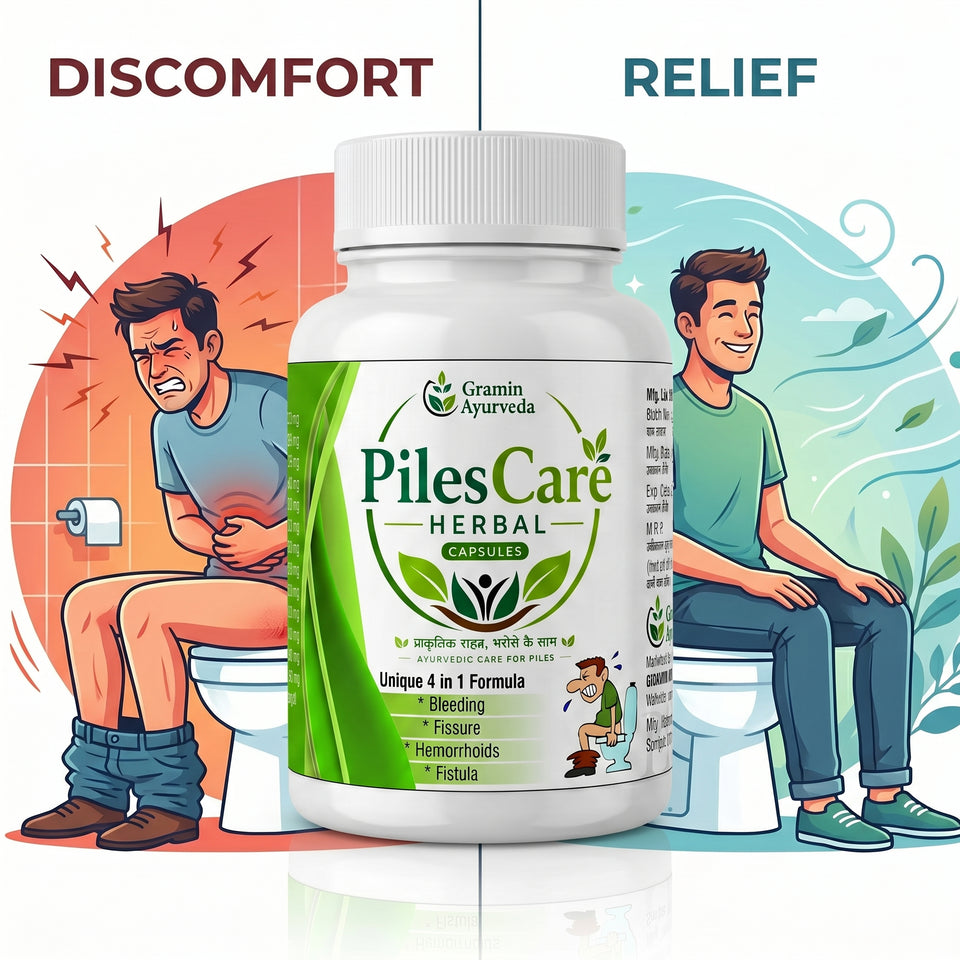 Gramin Ayurveda PilesCare Herbal Capsules – Ayurvedic Relief for Piles, Fissure, Fistula & Bleeding | Natural Digestive & Rectal Support Formula