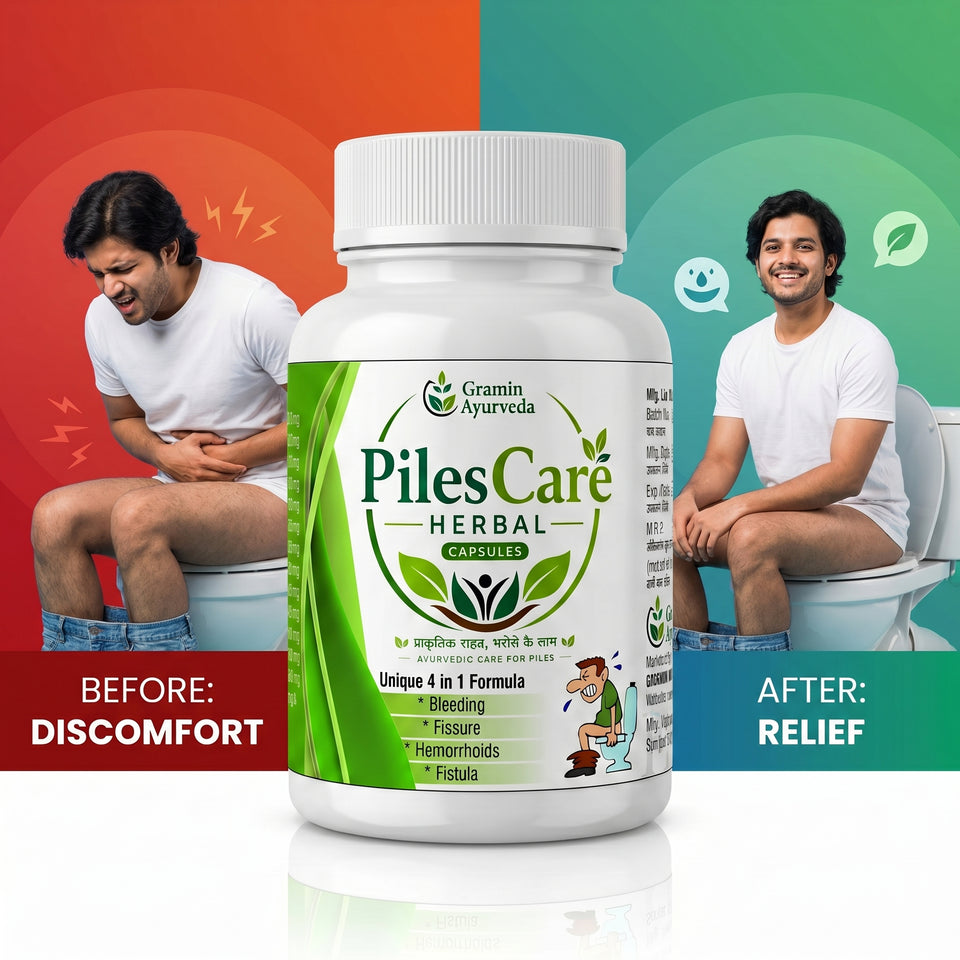 Gramin Ayurveda PilesCare Herbal Capsules – Ayurvedic Relief for Piles, Fissure, Fistula & Bleeding | Natural Digestive & Rectal Support Formula