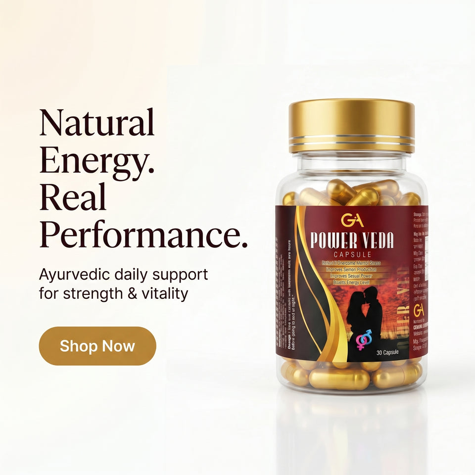 Gramin Ayurveda Power Veda Capsules – Ayurvedic Energy Booster for Men | Supports Stamina, Stress Relief & Performance | Natural Vitality Supplement (30 Capsules)