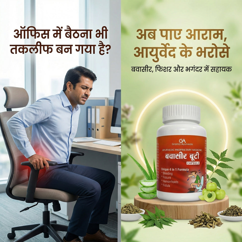 Gramin Ayurveda Bavasir Booti Capsules for Piles Relief | Ayurvedic Herbal Support for Hemorrhoids, Fissure, Fistula & Digestive Health | Natural Daily Comfort Formula